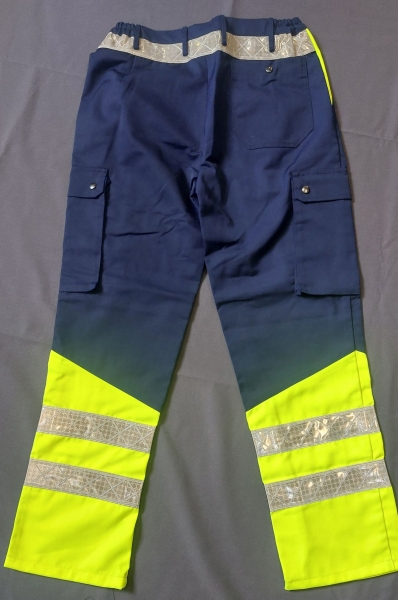 Rettungsdienst-Hose blau/neongelb, RD-Hose, Hose mit Reflexstreifen, Sonderpreisartikel
