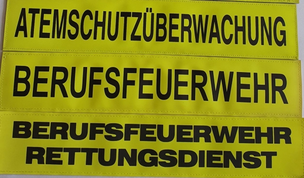 Rückenschild 3M/gelb, Schild gelb mit schwarzer Schrift, Schilder mit Klett,