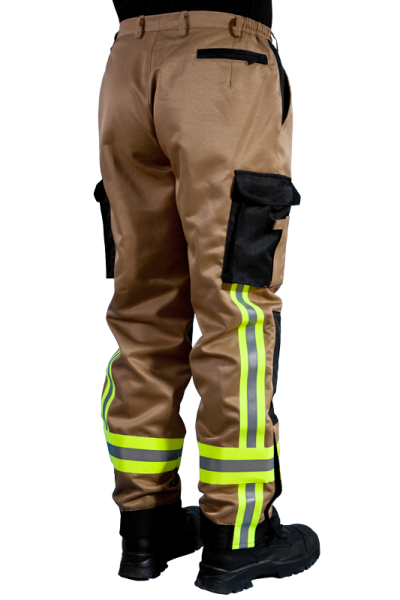Feuerwehrhose Art. 7776/GSG/TR, Feuerwehrhose beige, Hose mit GSG-Streifen,