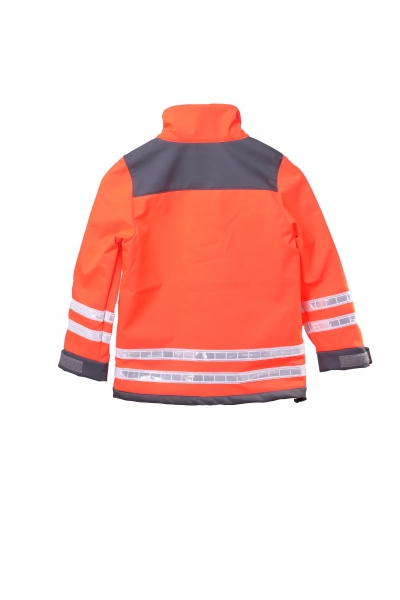 Softshell-Jacke leuchtrot/grau, Softshelljacke für Kinder, DRK-Softshelljacke, Kindersoftshelljacke,