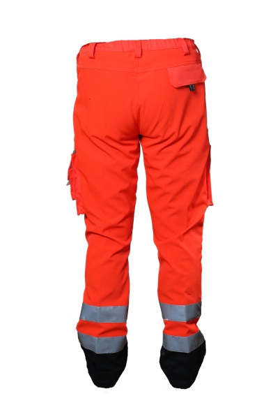 Jeanshose leuchtrot/schwarz Notice&Call "Perfect Fit", Stretchhose, Rettungsdiensthose mit Stretch, Hundeführerhose, BRH-Hose,