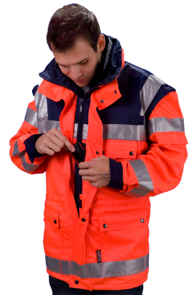 EINSATZANORAK nach GUV R-2106 feste Arme Art. 9292, Rettungsdienstjacke leuchtrot,