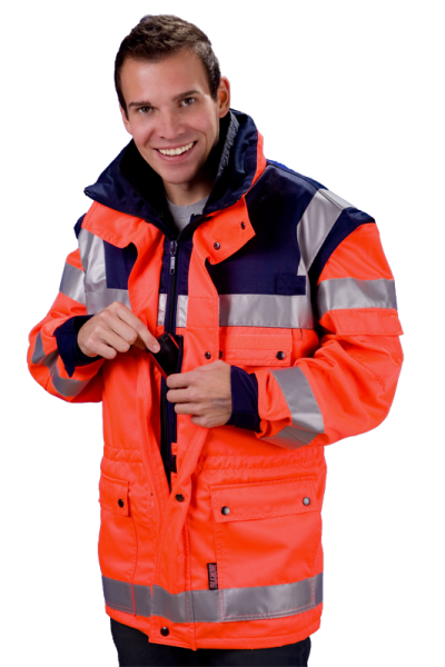 EINSATZANORAK nach GUV R-2106 feste Arme Art. 9292, Rettungsdienstjacke leuchtrot,