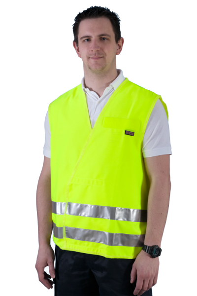 Warnweste neongelb Art. 9300, Kennzeichnungsweste in neongelb, Überwurfweste mit Reflexstreifen,