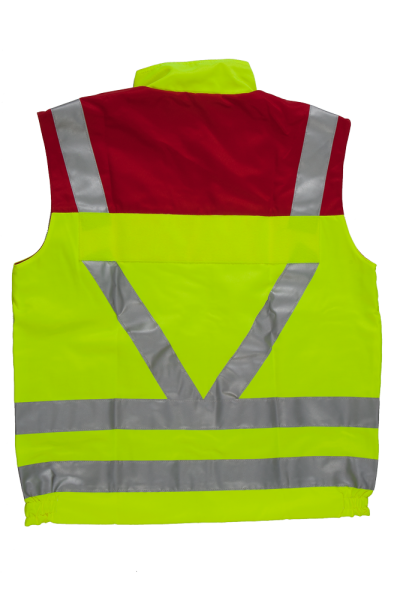Einsatzweste neongelb/dunkelrot Art. 9352/V/R, neongelbe Weste, Rettungsdienstweste neongelb mit Reflexstreifen,