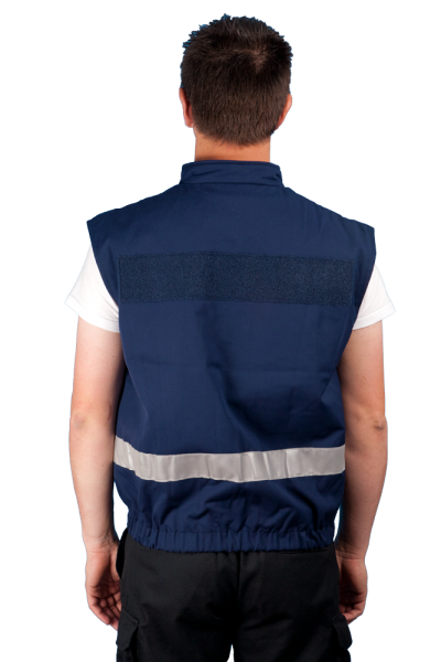 Einsatzweste blau, Rettungsdienstweste mit silbernen Streifen, Arbeitsweste, wattierte Weste, Body blau,