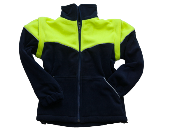 Kinder-Fleecejacke blau/neongelb Art. 9436/S, Kinderfleece-Jacke, Feuerwehr-Kids,