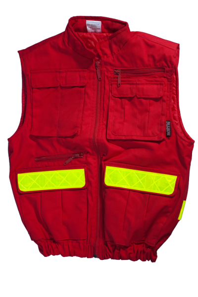 Einsatzweste dunkelrot (unwattiert) Art. 9623,  Rettungsdienstweste mit Reflexstreifen, unwattierter Body in rot, Arbeitsweste, Weste dunkelrot, Weste mit Reflexstreifen,