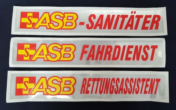 ASB-Rückenschild weiß, Rückenschild in weiß mit ASB-Logo