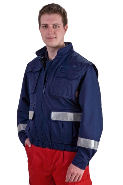 Universalblouson dunkelblau (benäht), Blouson mit abnehmbaren Ärmeln, Multifunktions-Blouson, Weste mit abnehmbaren Ärmeln,