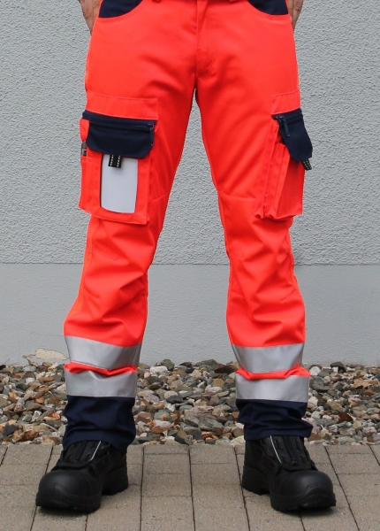 Jeanshose leuchtrot/blau Notice&Call, Rettungsdienst-Hose leuchtrot/blau