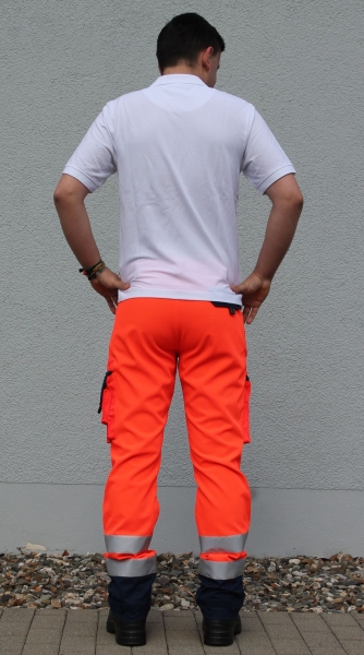 Jeanshose leuchtrot/blau Notice&Call "Perfect Fit", Stretchhose, Rettungsdiensthose mit Stretch, Notarzthose, Rettungsdiensthose,