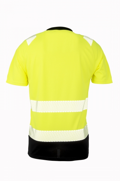 Recycled Safety T-Shirt, neongelbes Shirt mir Reflex, Shirt mit Reflektorstreifen, T-Shirt orange/schwarz,