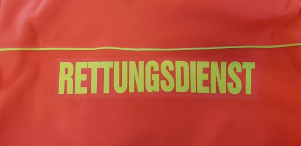 Rücken-Flex-Aufschrift "Standard-Text", Rückendruck FEUERWEHR, NOTARZT, NOTÄRZTIN uvm., Aufdruck nach Kundenwunsch,