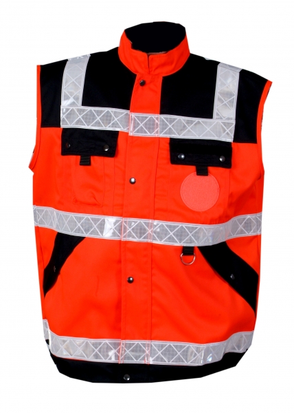 Einsatzweste leuchtrot/schwarz Art. 9258, Rettungsdienstweste, Sommerweste in leuchtrot, Weste mit Reflexstreifen,