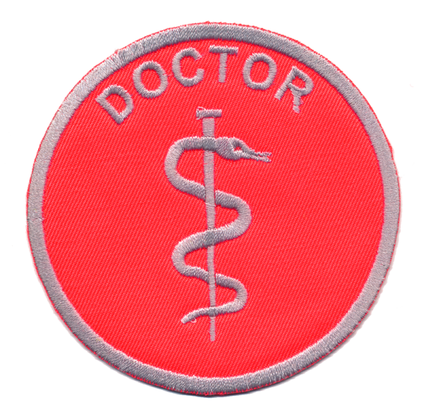 Embleme leuchtrot/silber, Emblem mit Klett, gesticktes Emblem, Emblem zum aufnähen,