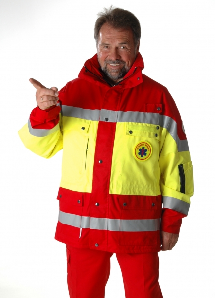 Einsatzanorak Mischgewebe neongelb/dunkelrot, Jacke für den Rettungsdienst,