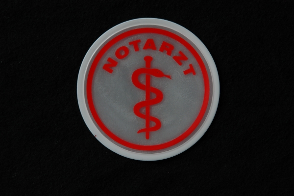 Embleme reflektierend weiß/rot, Sonderpreisartikel, Embleme auf Klett, reflektierende Abzeichen,