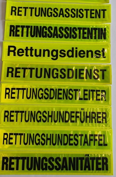 Rückenschild gelb/schwarz L-Z