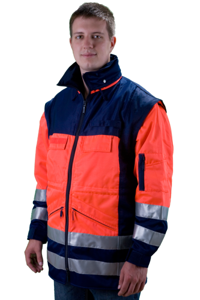 Blousonjacke St. Piere Art. 8886/Piere, Rettungsdienst-Jacke blau/leuchtrot, Jacke mit silbernen Reflexstreifen