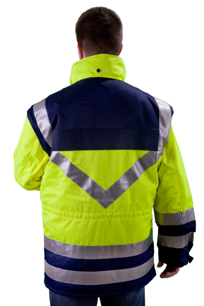 Einsatzanorak "Kelmis", Einsatzjacke neongelb/blau, Warnjacke mit Reflexstreifen,