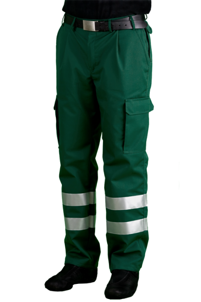 Einsatzhose bottlegreen Art. 8391/S, Hose mit Reflexstreifen, dunkelgrüne Hose,