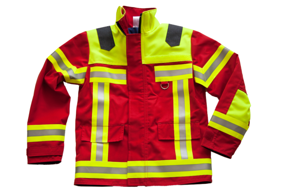 Fire-Kids-Jacke dunkelrot/neongelb Art. 9870, Feuerwehr-Kids, Jacke mit GSG-Streifen, Feuerwehrnachwuchs, Jugendfeuerwehr,