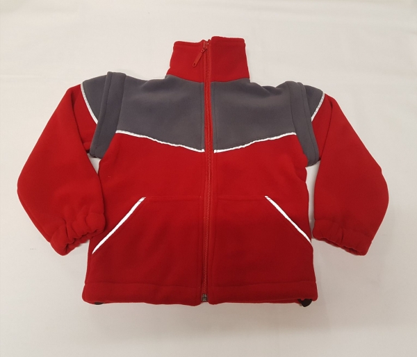 Kinder-Fleecejacke dunkelrot/grau Art. 9837/S, Kinderfleece-Jacke, Poloarfleece, Fleecejacke für Kinder,