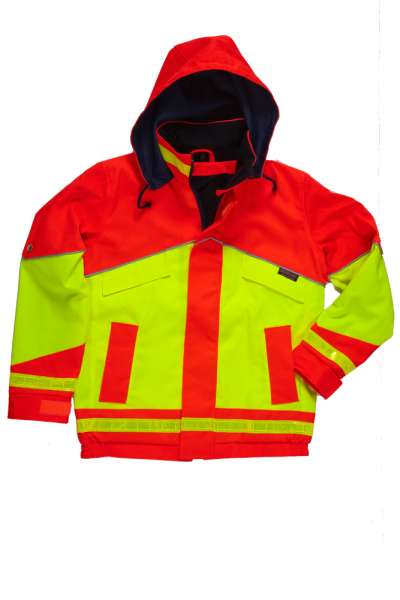 Kinder-Warnschutzjacke neongelb/leuchtrot Art. 9385