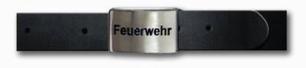 Koppelgürtel "Feuerwehr" schwarz, Gürtel schwarz, Gürtel mit Pin, Ledergürtel, Feuerwehr-Gürtel,