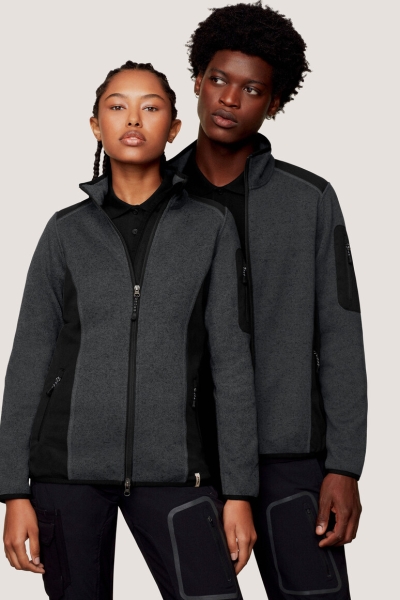 Strickfleece-Jacke, Fleecejacke mit kontrastfarbigem Einsätzen, bestickbare Jacke, Hakro Jacke,