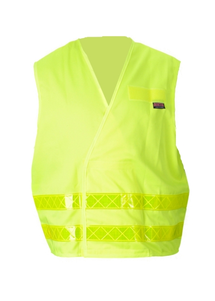Kennzeichnungsweste neongelb, DRK-Weste, neongelbe Weste mit DRK-Logo, neongelbe Überwurfweste mit gelben Reflexstreifen,