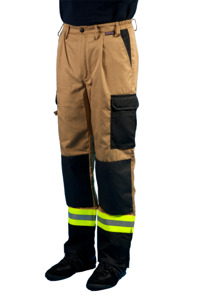 THL-Arbeitshose Art. 1089/TH, Feuerwehrhose, beige Hose für die Feuerwehr, Hose mit GSG-Streifen, flammhemmende Hose,