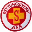 ASB-Embleme, ASB-NOTFALLSANITÄTER, Emblem rund mit ASB-Logo + Zusatzbezeichnung, ASB-RETTUNGSSANITÄTER,