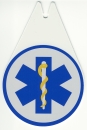 Autoplakette Star of Life, Autoplakette mit Saugnapf, Star of Life Plakette, Autoplakette in Tropfenform, Saugnapfschild,