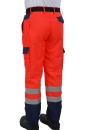 Einsatzhose leuchtrot/blau, Rettungsdiensthose, Trevira, Hose leuchrot, Reflexstreifen 3M/silber,
